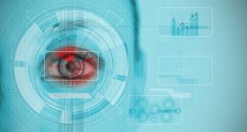 gros plan d'un oeil avec graphiques